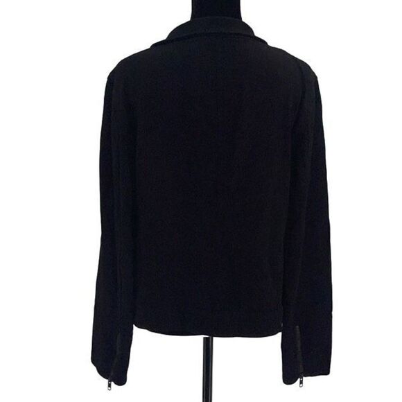 Eileen‎ Fisher Womens Asymmetrical Zip Jersey Knit Biker Moto Jacket Black Large - Picture 4 of 9